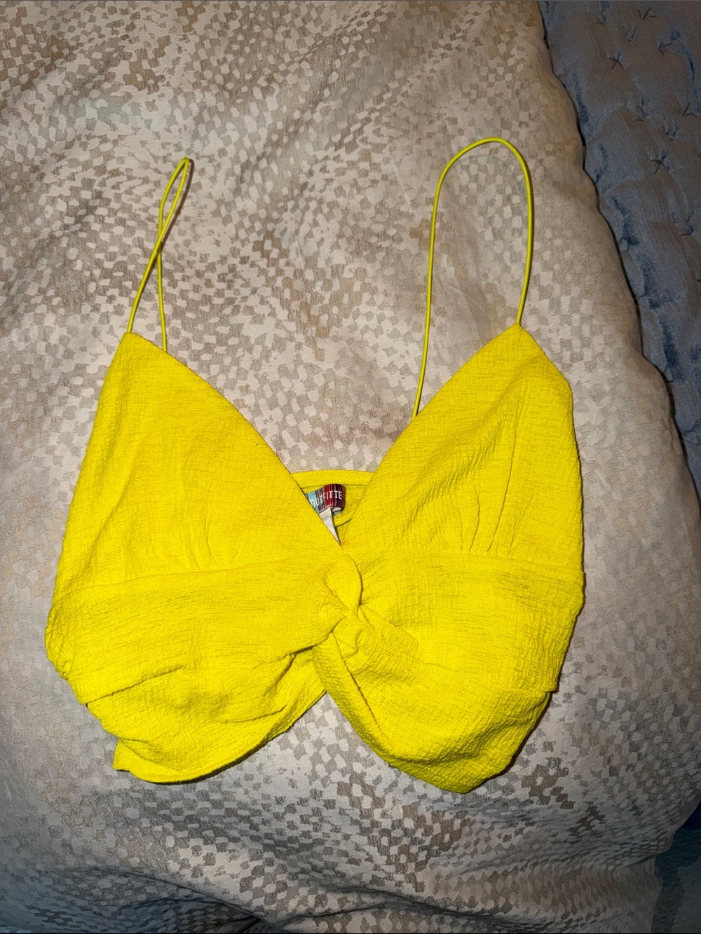 Urban Outfitters Yellow Knot-Front Spaghetti Strap Crop Top